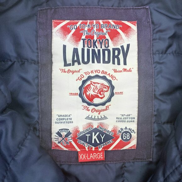 Tokyo Laundry “Willow Spring” Men’s Lined Bomber Jacket in Navy Blue Size XXL - Picture 7 of 9